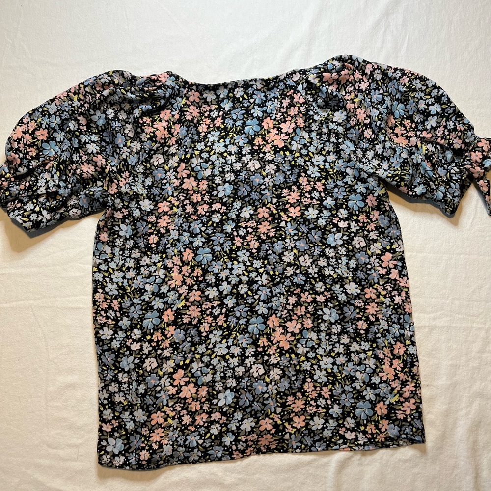 LC Lauren Conrad Floral Blouse Balloon Sleeves Women's XS